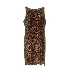 NORMA KAMALI Leopard Print Jersey Sheath Dress - L